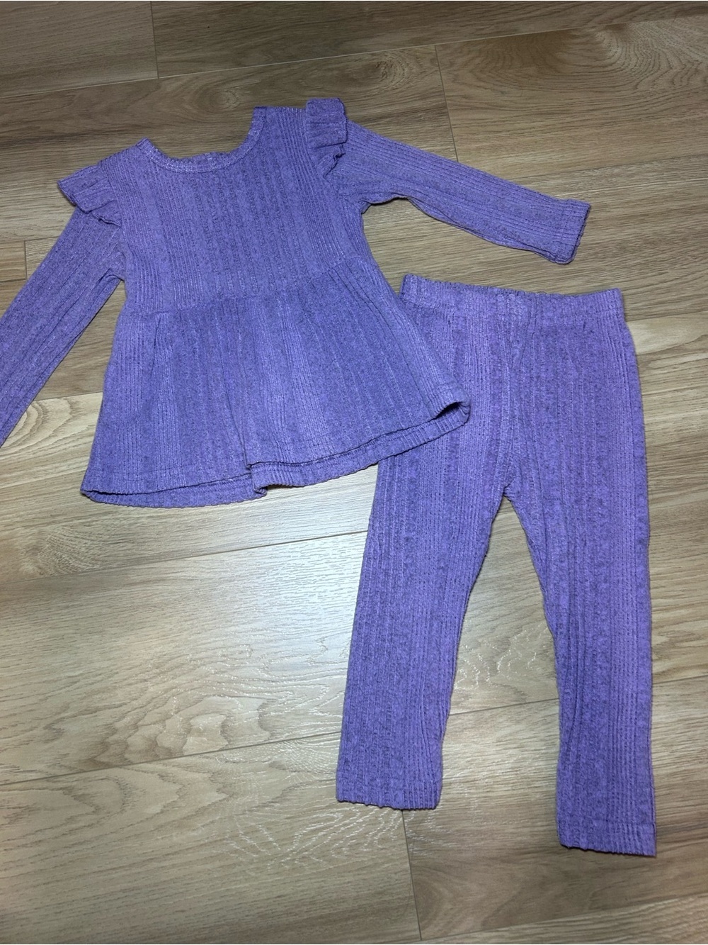 Source Unknown Purple Ribbed Knit Kids Matching Set - Picture 2 of 5